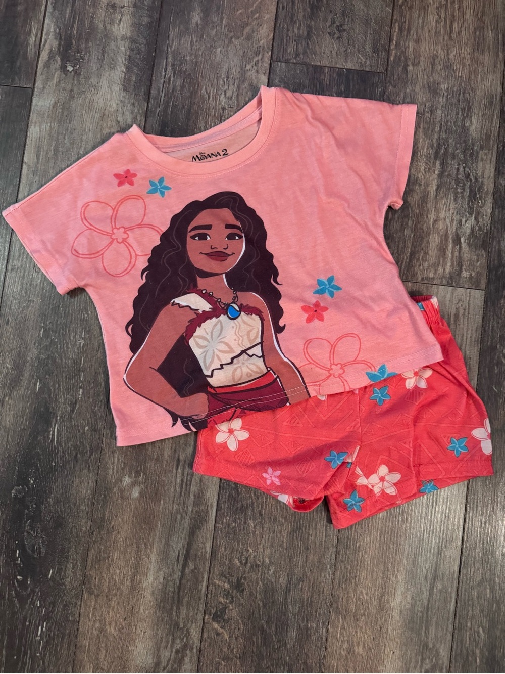Girls Pink Moana Graphic Short Pajama Set